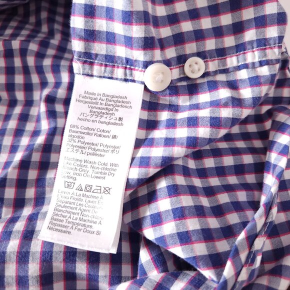 J Crew Mens L Slim Performance Button Shirt Purple Plaid Preppy Modern Classic - Picture 10 of 12